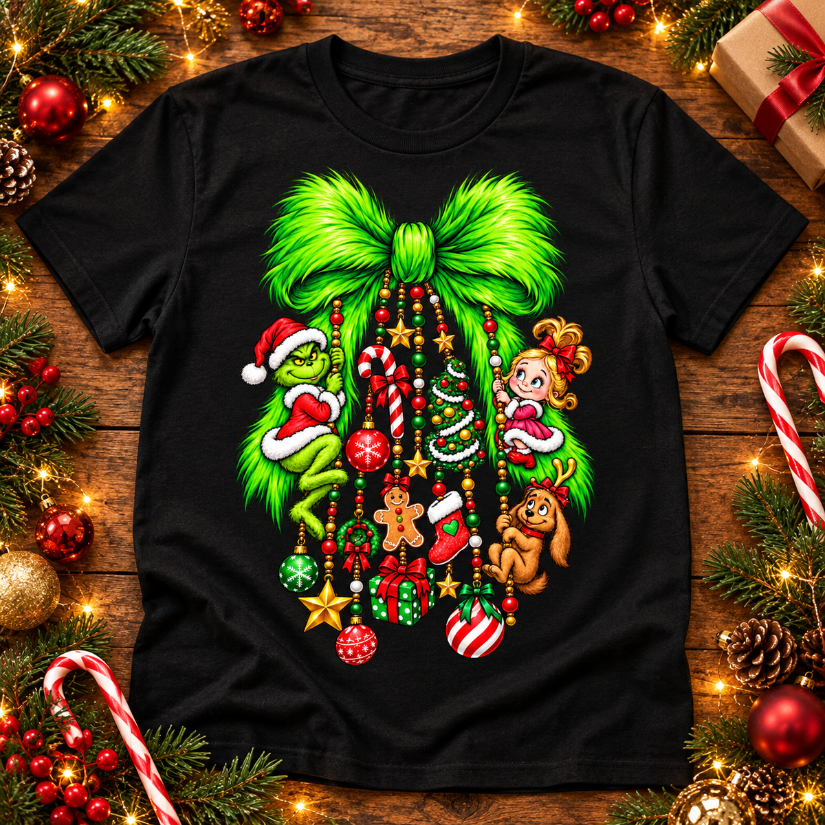Green Christmas Mischief PNG | Holiday Bow Ornament Digital Download