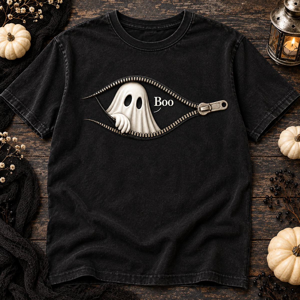 Boo Ghost Zipper PNG | Minimal Halloween Ghost Digital Download