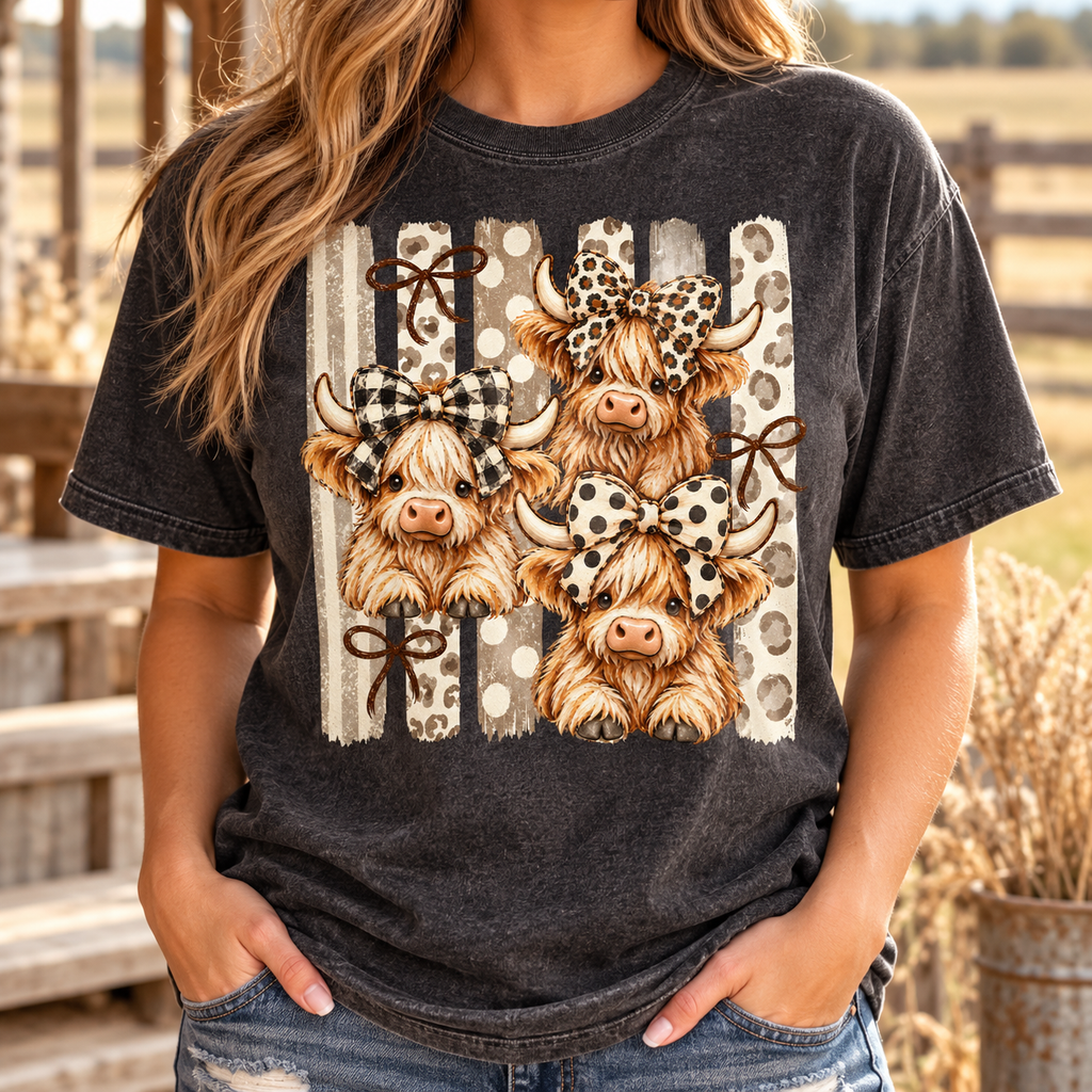 Highland Cow PNG | Cowgirl Bow Country Digital Download