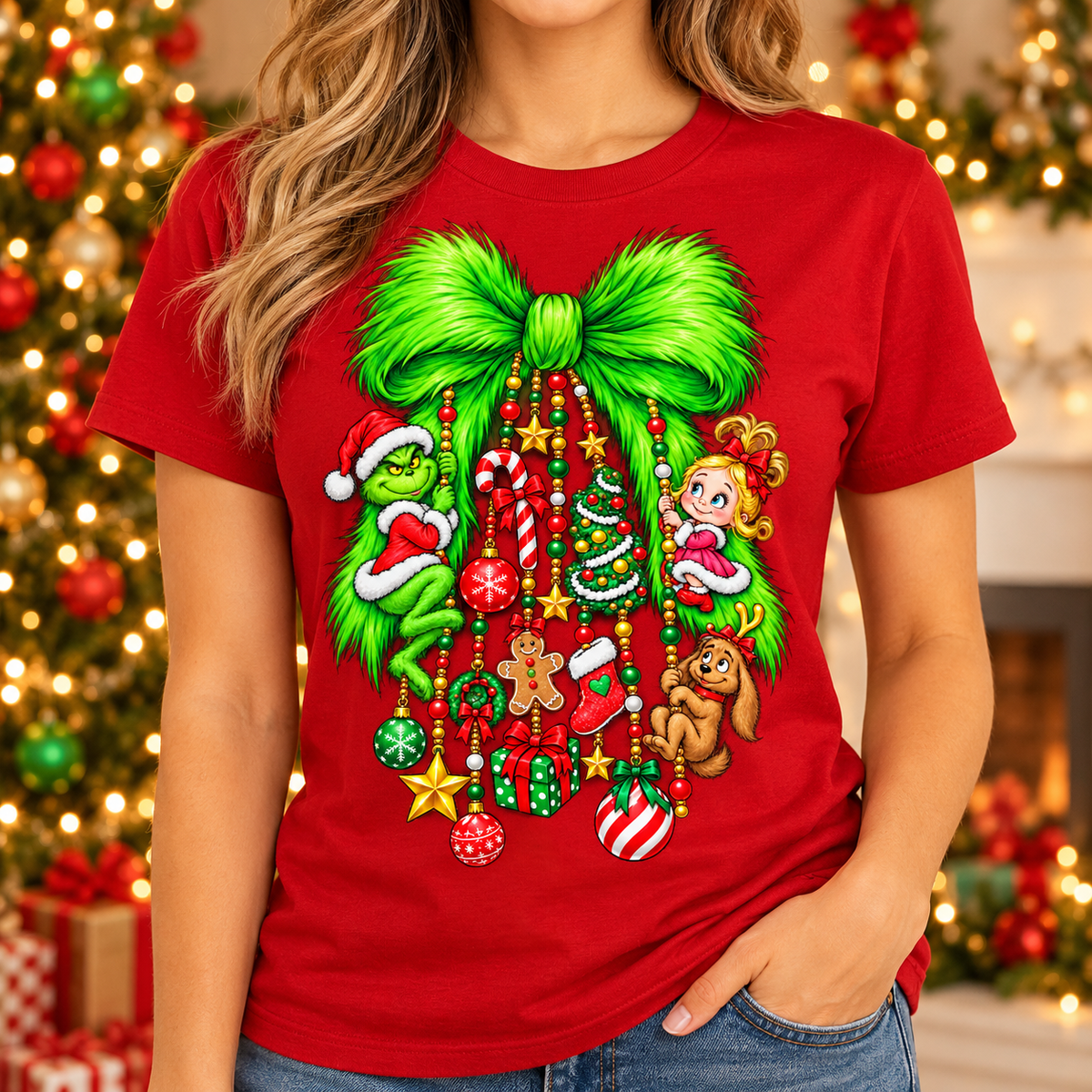 Green Christmas Mischief PNG | Holiday Bow Ornament Digital Download