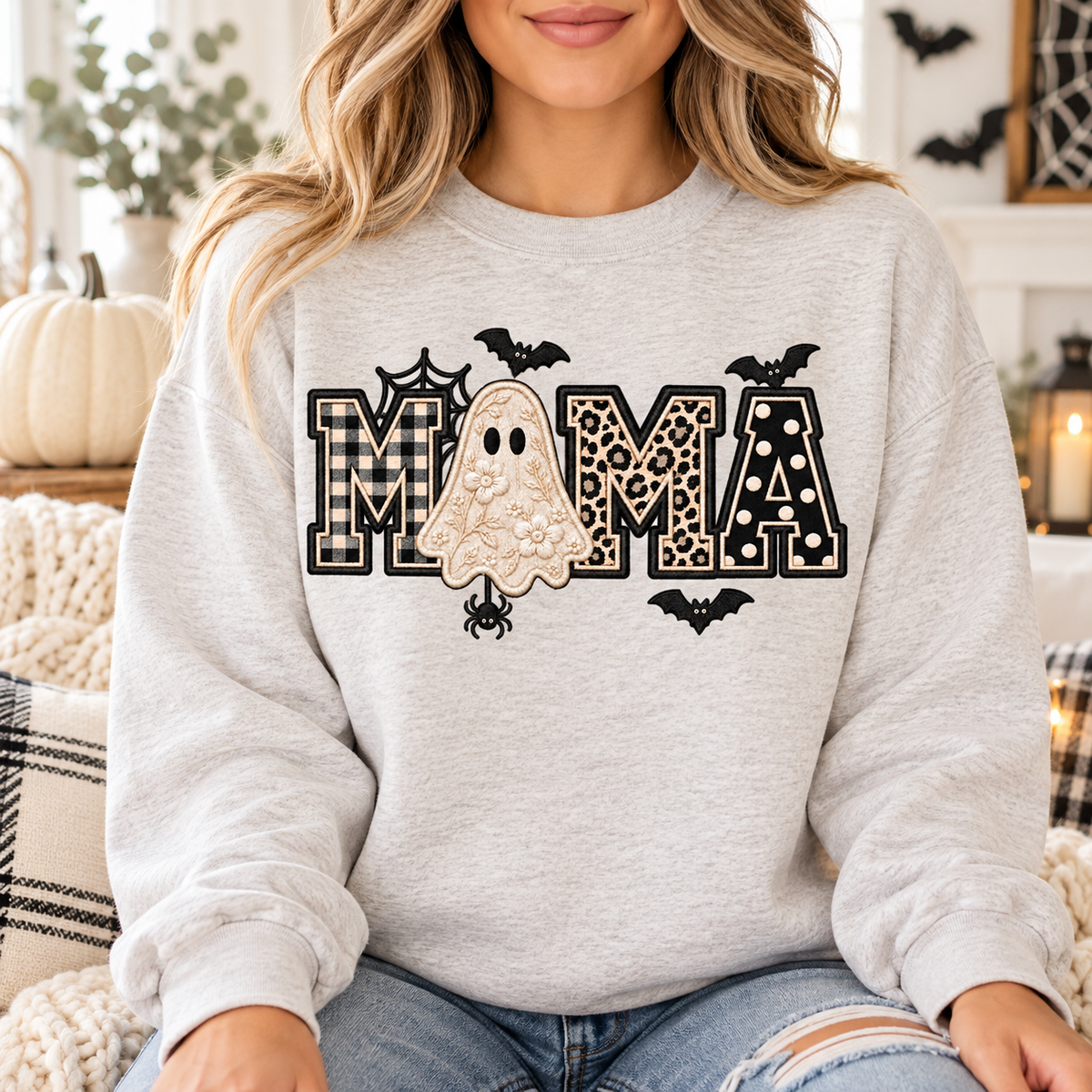 Halloween Mama PNG | Ghost Mom Faux Applique Digital Download