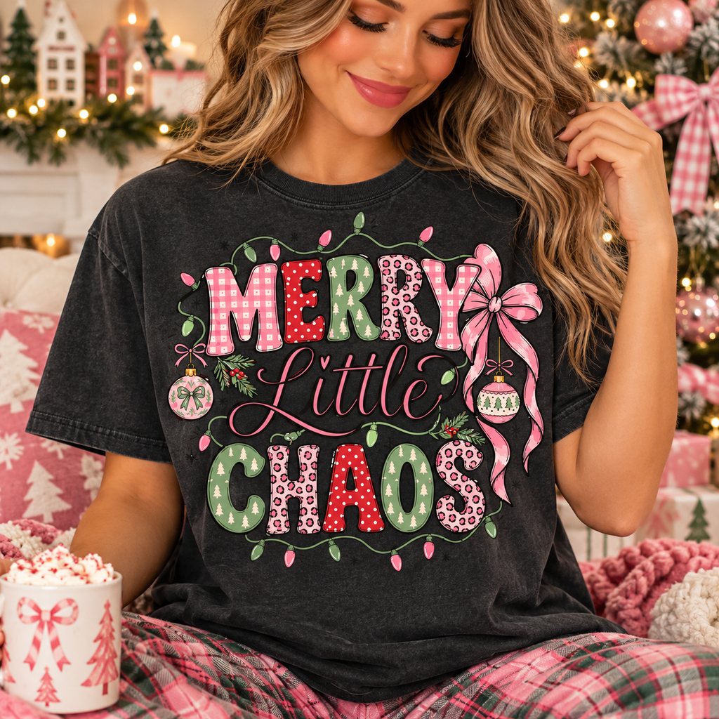 Merry Little Chaos PNG + SVG | Pink Christmas Digital Download
