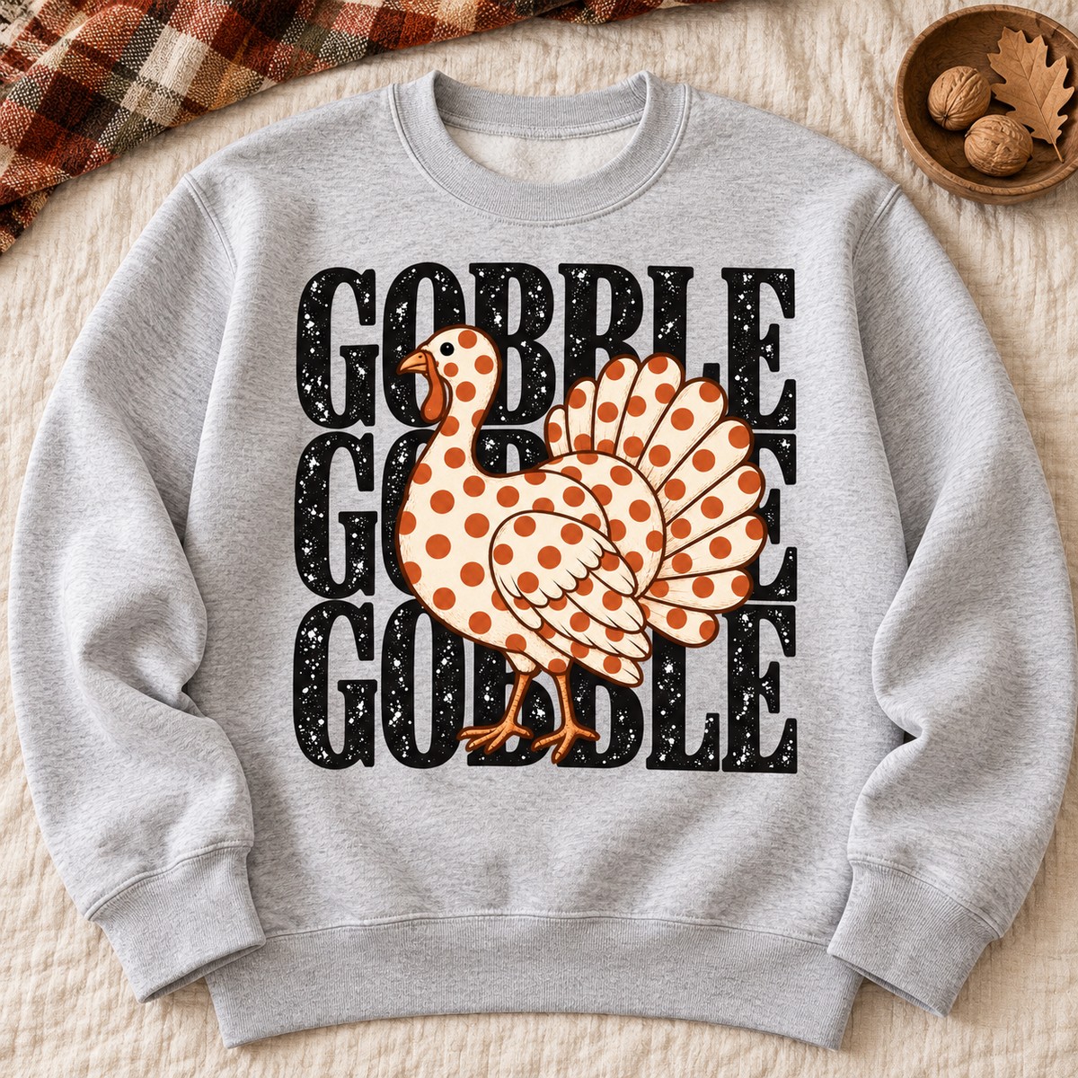 Gobble Gobble PNG | Polka Dot Turkey Thanksgiving Digital Download