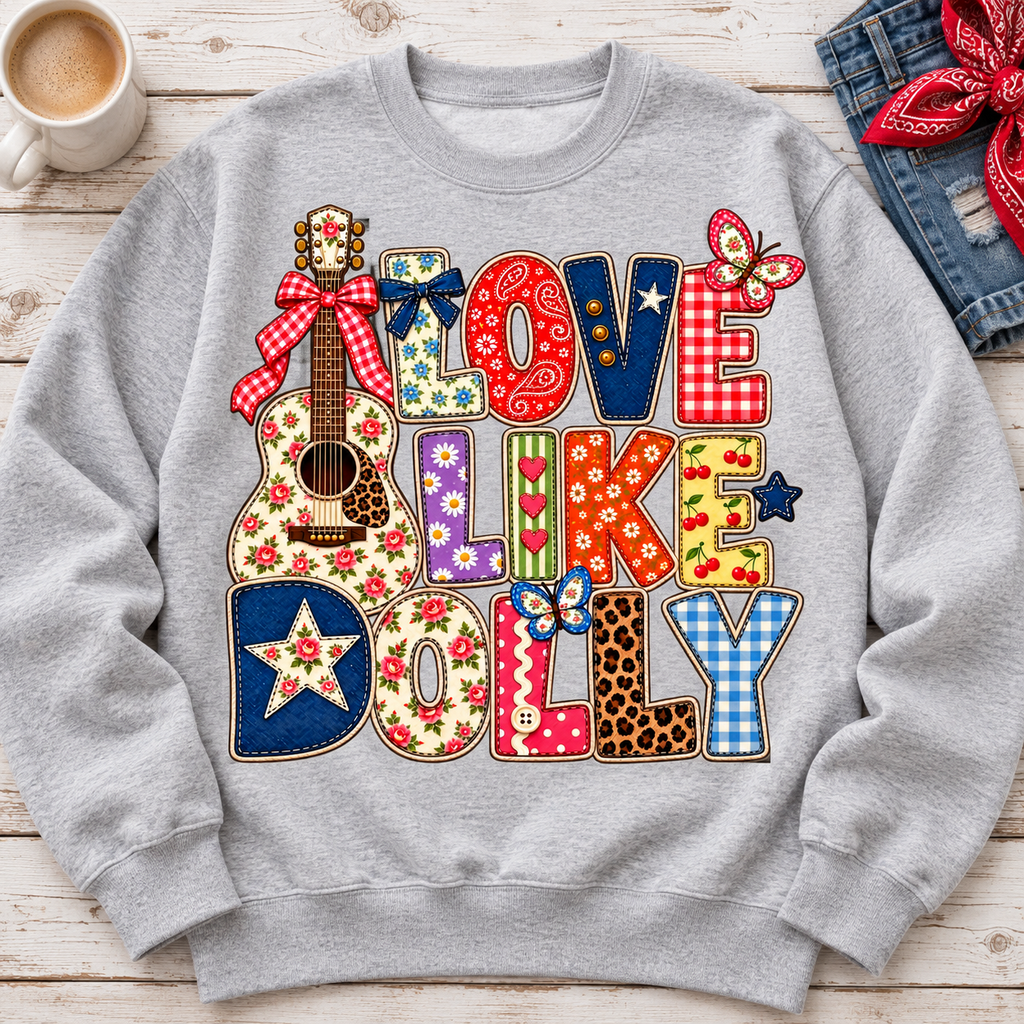 Love Like Dolly PNG | Country Western Floral Guitar Design