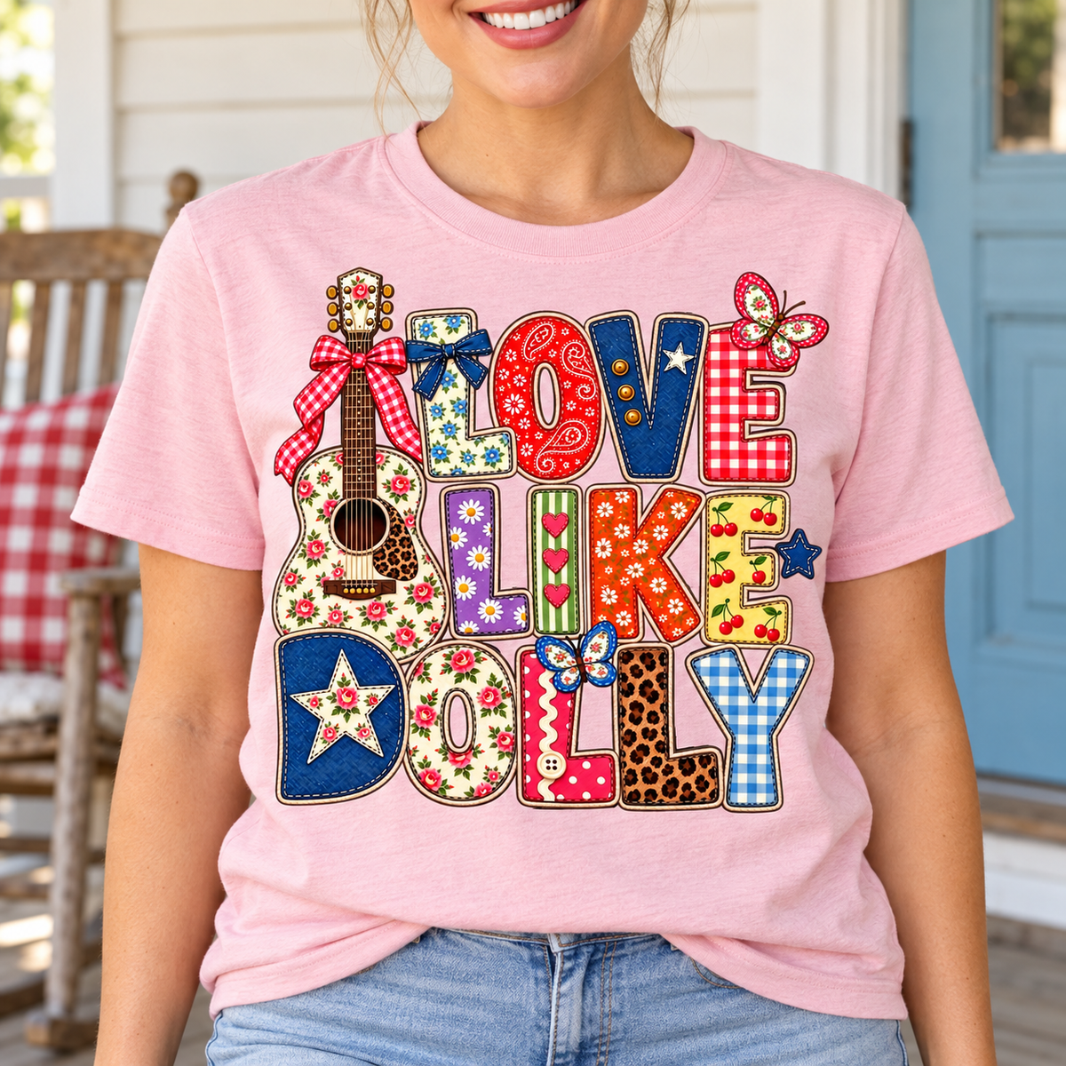 Love Like Dolly PNG | Country Western Floral Guitar Design