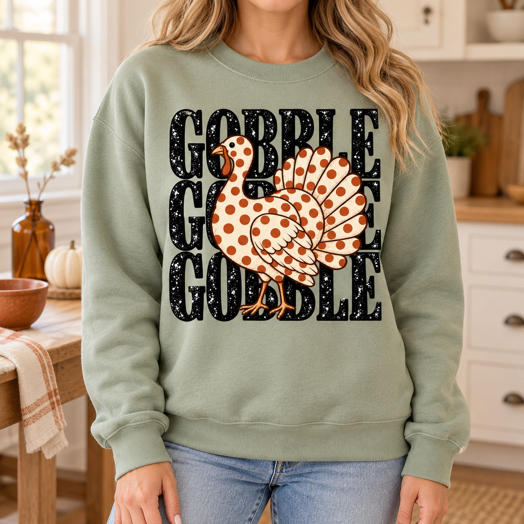 Gobble Gobble PNG | Polka Dot Turkey Thanksgiving Digital Download