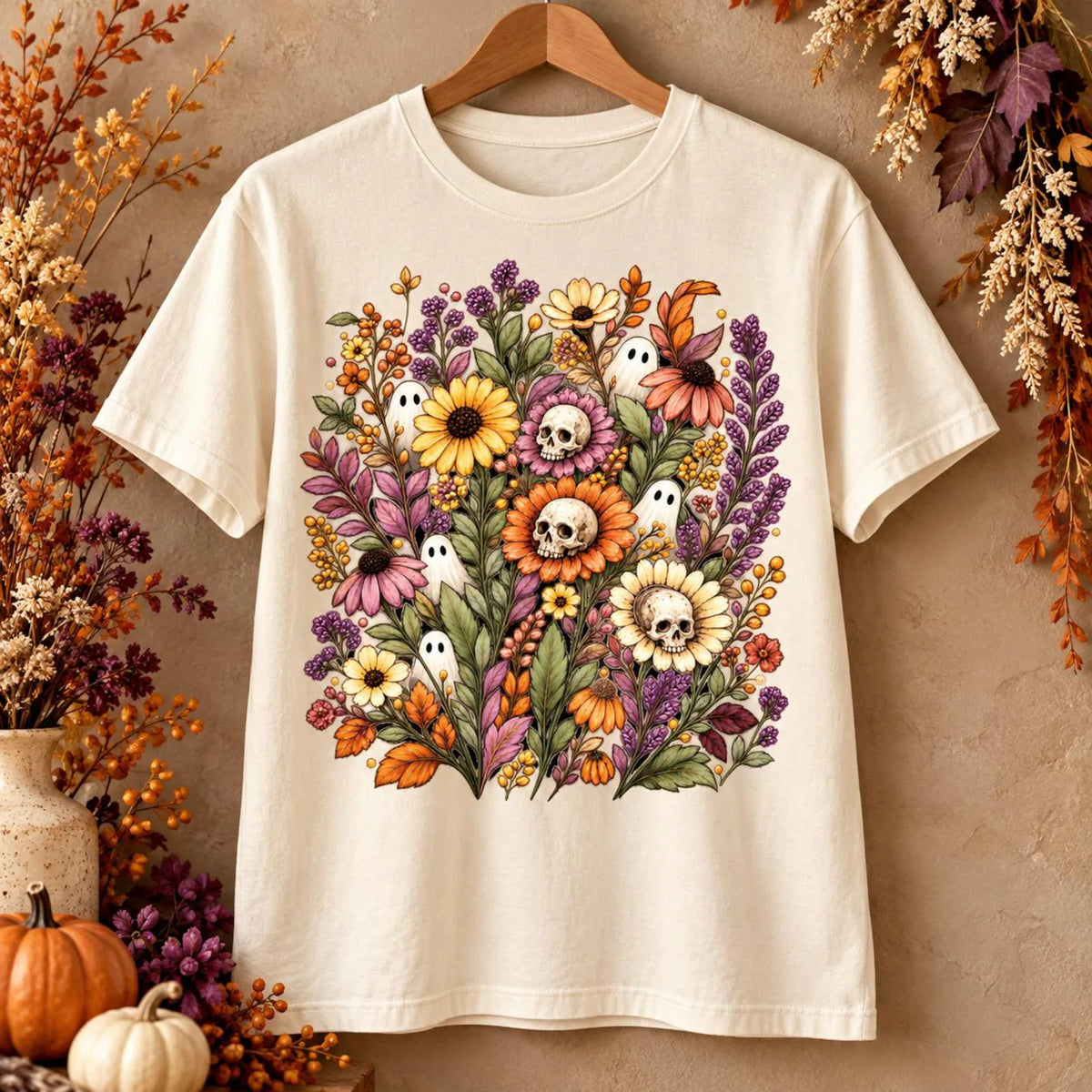Halloween Floral Ghost PNG | Skull Flower Bouquet Digital Download